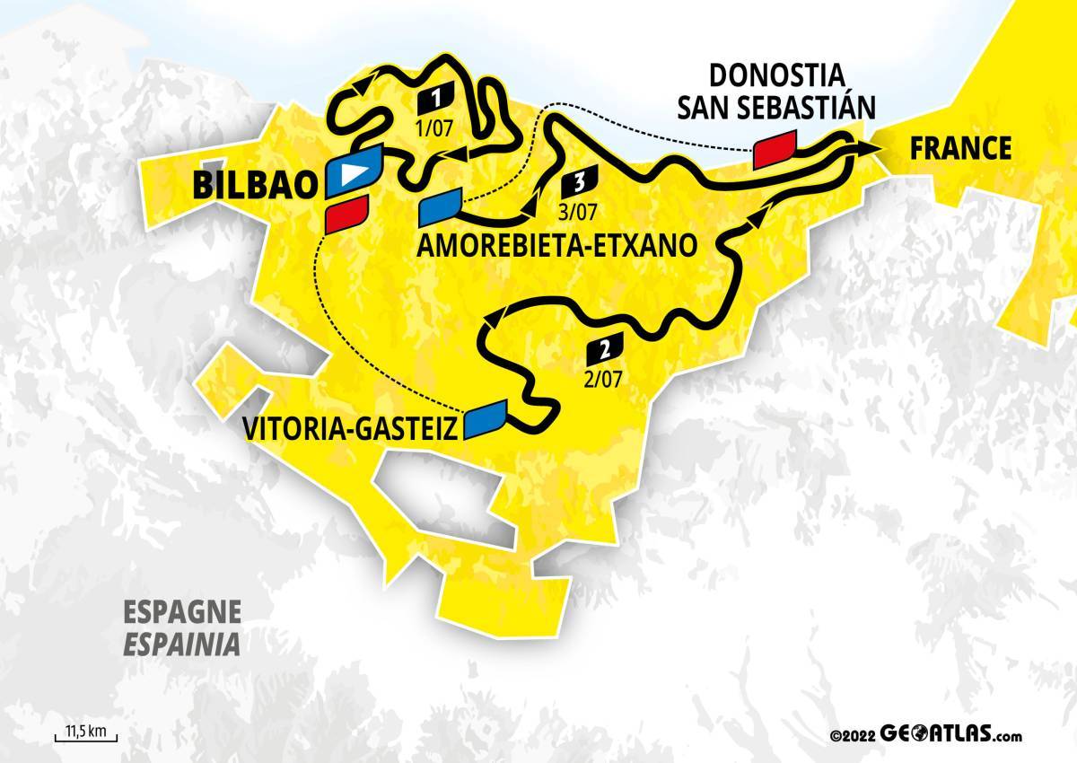 Map of the Tour de France route
