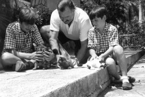 Hemingway with Patrick on the left and Greg on the right