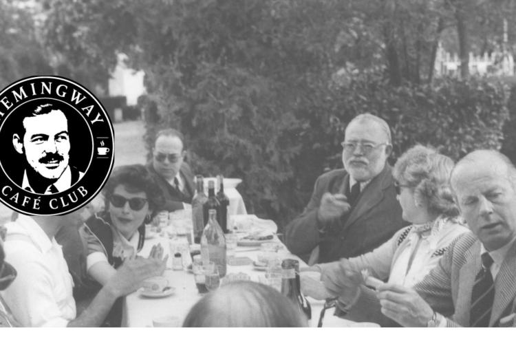 Hemingway with friends and campaign logo