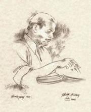 Drawing of Ernest Hemingway by Patrick Stickney